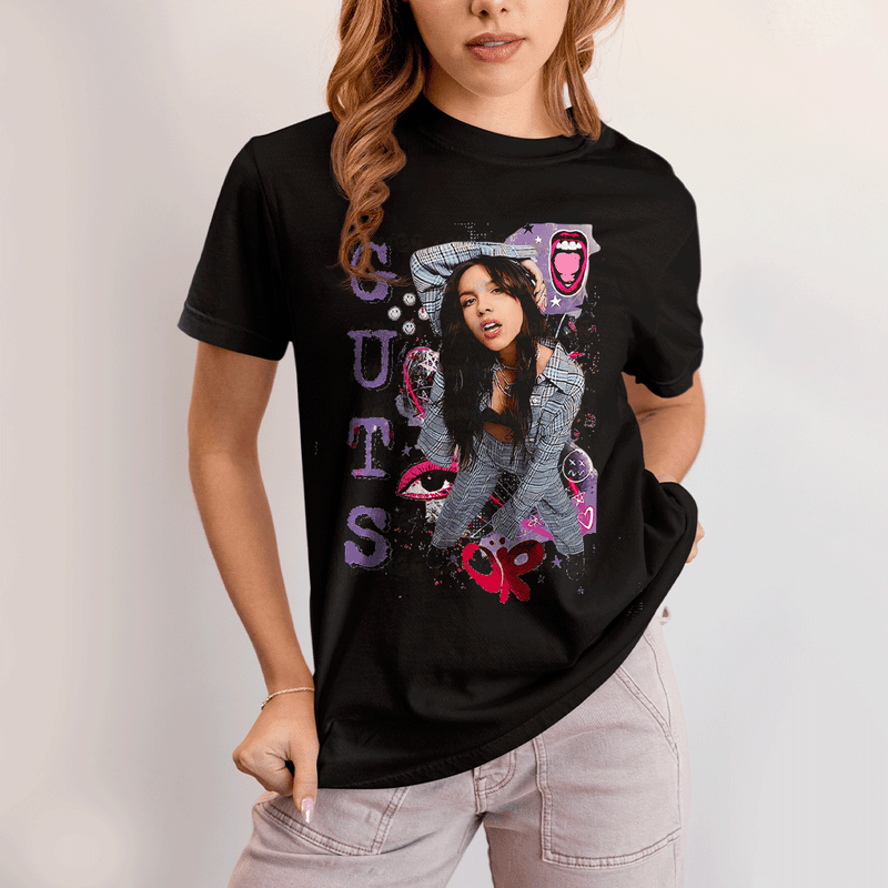 Camiseta Algodão Unissex T shirt Olivia Rodrigo Or Guts Vampire Roxo FC