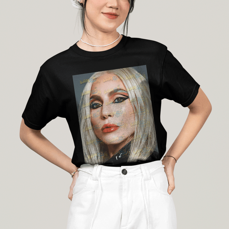 Camiseta Algodão Unissex T shirt- Lady Gaga Cantora Rosto