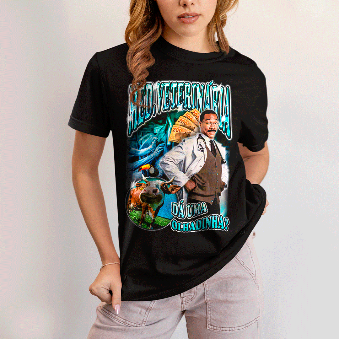 Camiseta Algodão Unissex T shirt-  Medicina Veterinaria Eddie Murphy