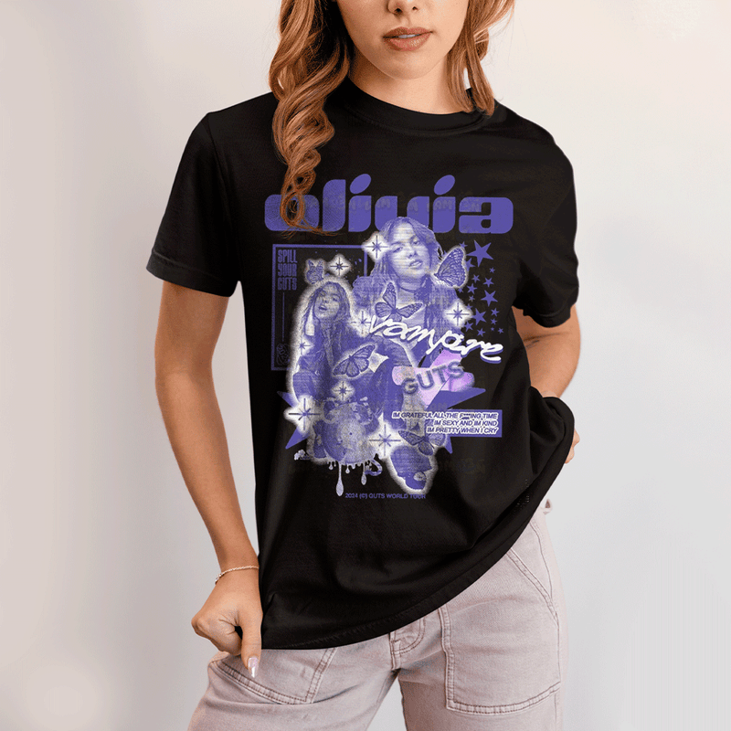 Camiseta Algodão Unissex T shirt Olivia Rodrigo Vampire Guts