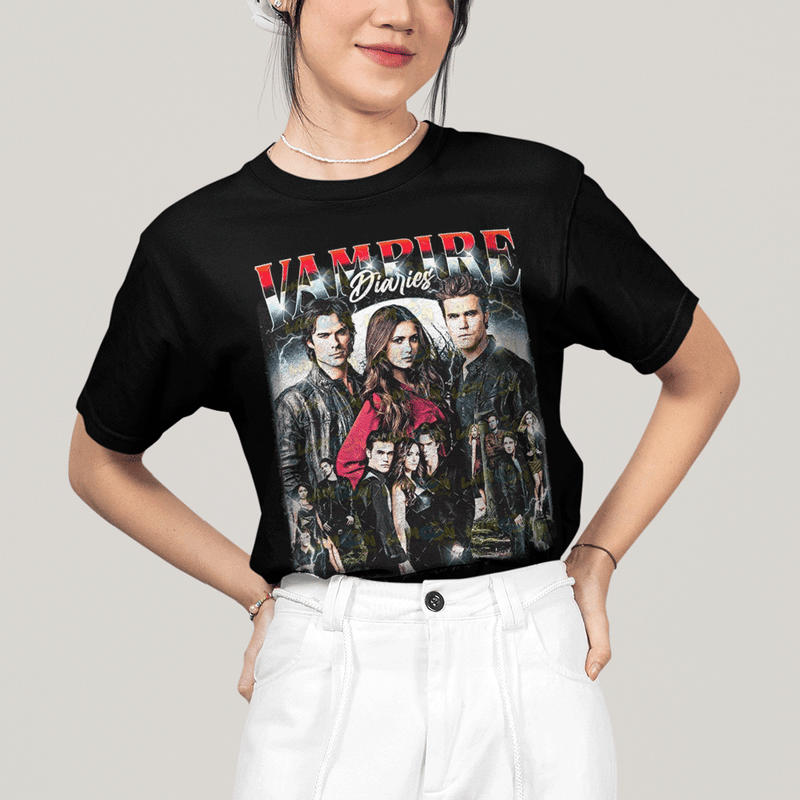 Camiseta Algodão Unissex T shirt- Diario de Um Vampiro Personagens