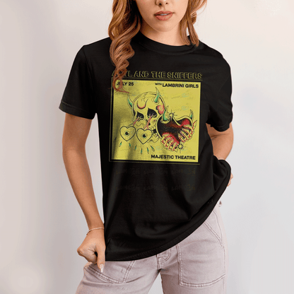 Camiseta Algodão Unissex T shirt- Amyl And The Sniffers Coração Chifrudo