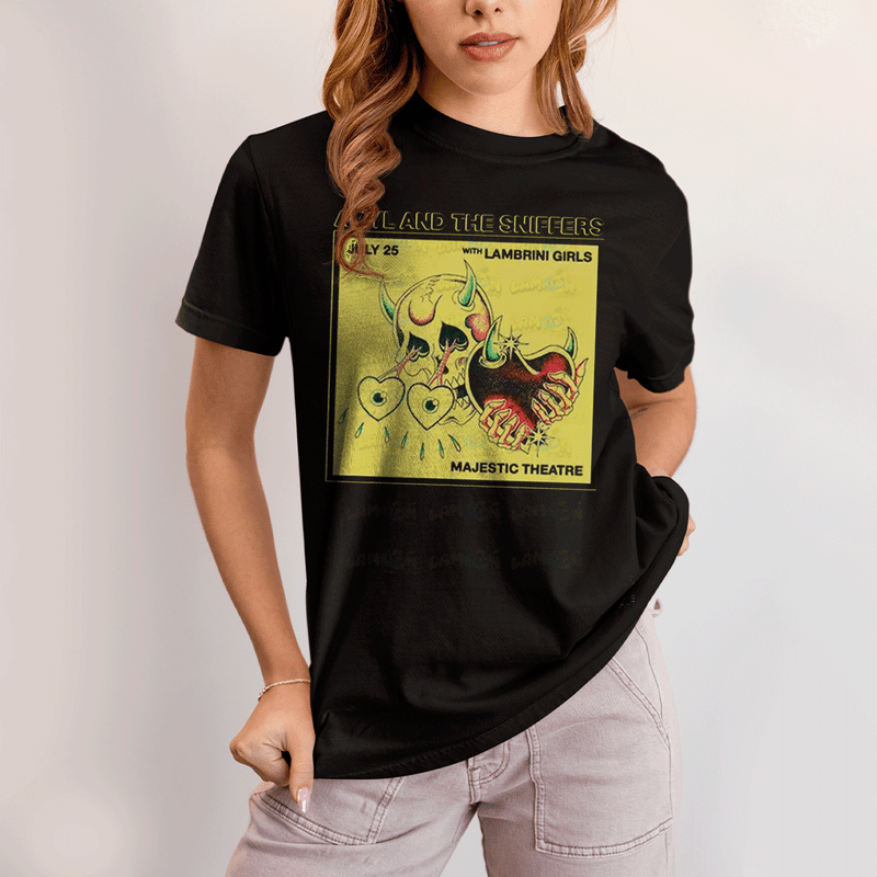 Camiseta Algodão Unissex T shirt- Amyl And The Sniffers Coração Chifrudo