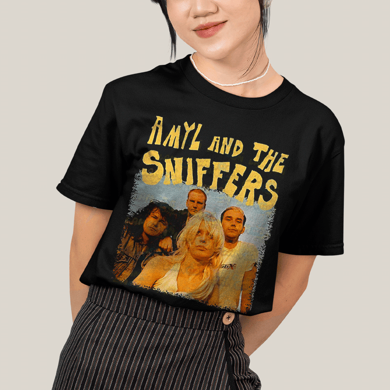 Camiseta Algodão Unissex T shirt- Amyl And The Sniffers Amarela