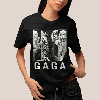 Camiseta Algodão Unissex T shirt- Lady Gaga Black White