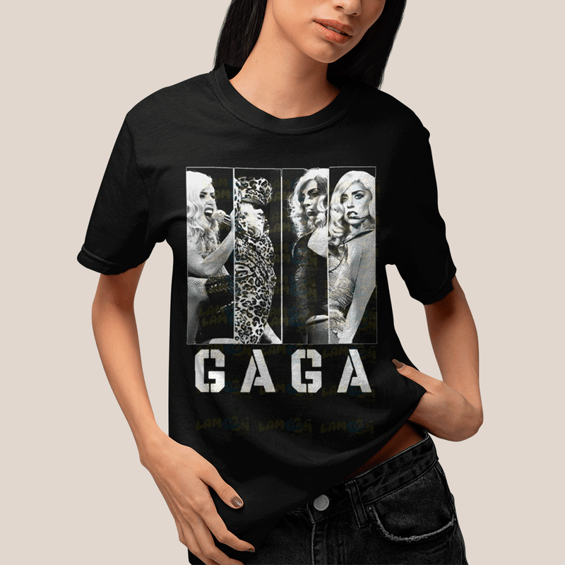 Camiseta Algodão Unissex T shirt- Lady Gaga Black White