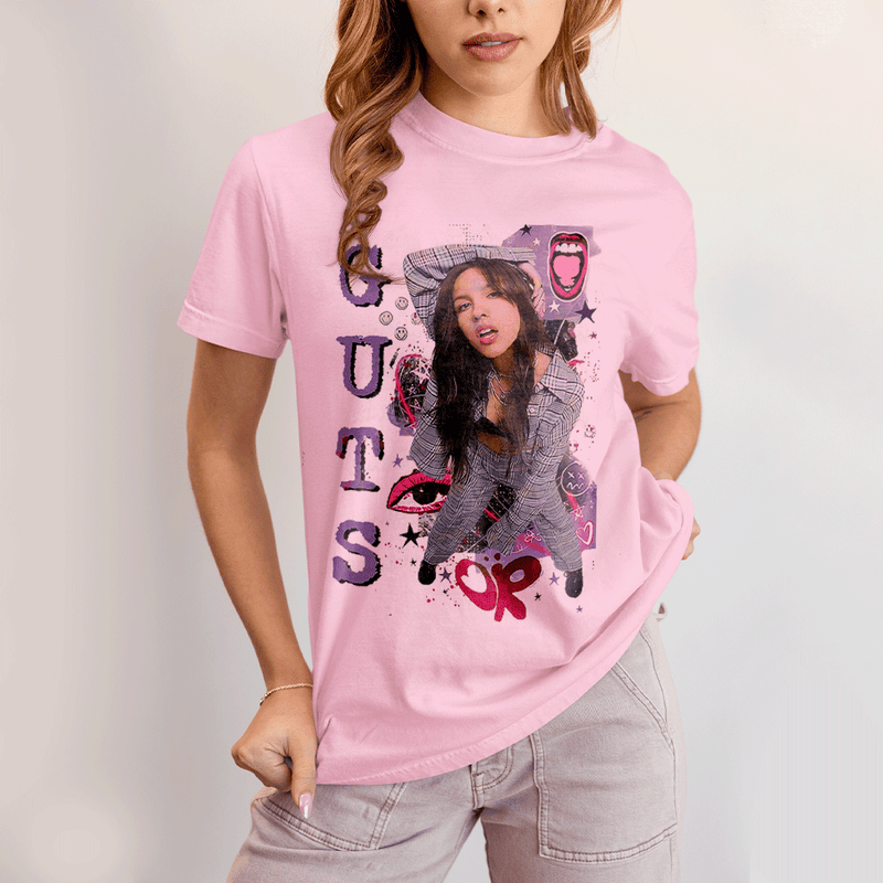 Camiseta Algodão Unissex T shirt Olivia Rodrigo Or Guts Vampire Roxo FC