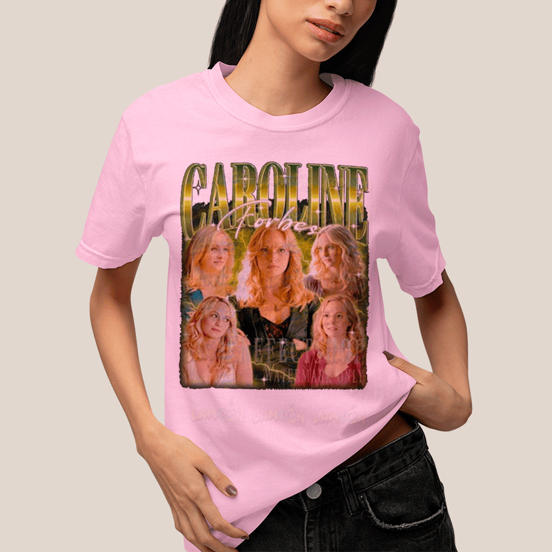 Camiseta Algodão Unissex T shirt- Diario de Um Vampiro Caroline Forbes Amarelo