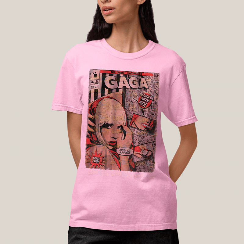 Camiseta Algodão Unissex T shirt- Lady Gaga Capa de HQ