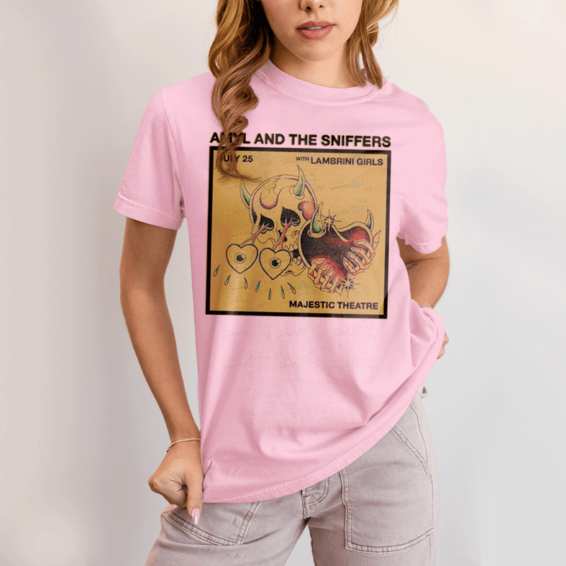 Camiseta Algodão Unissex T shirt- Amyl And The Sniffers Coração Chifrudo