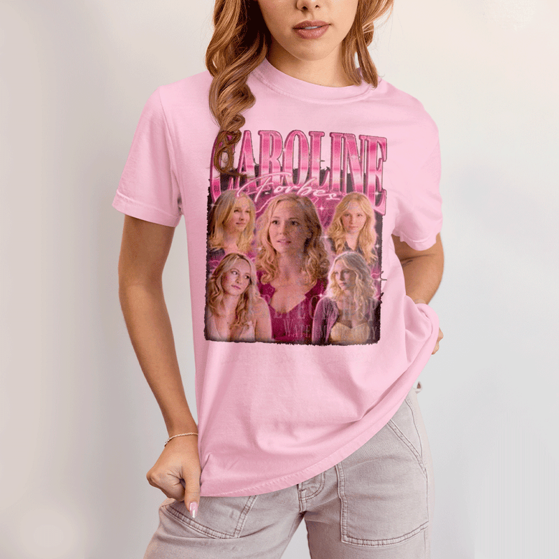 Camiseta Algodão Unissex T shirt- Diario de Um Vampiro Caroline Forbes Pink