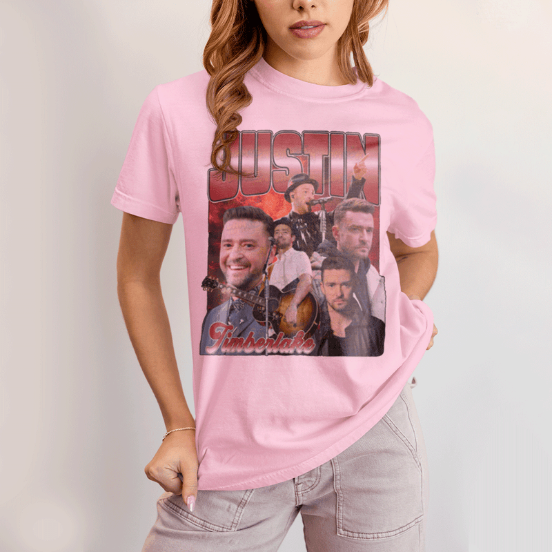 Camiseta Algodão Unissex T shirt- Justin Timberlake Vermelho