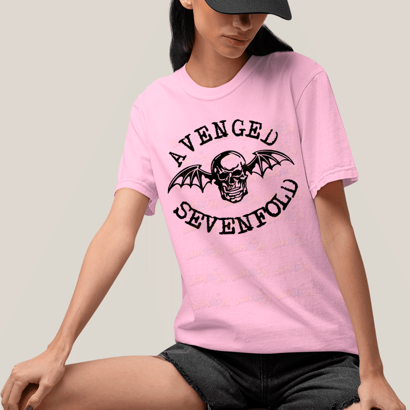 Camiseta Algodão Unissex T shirt- Avenged Sevenfold Esqueleto Morcego