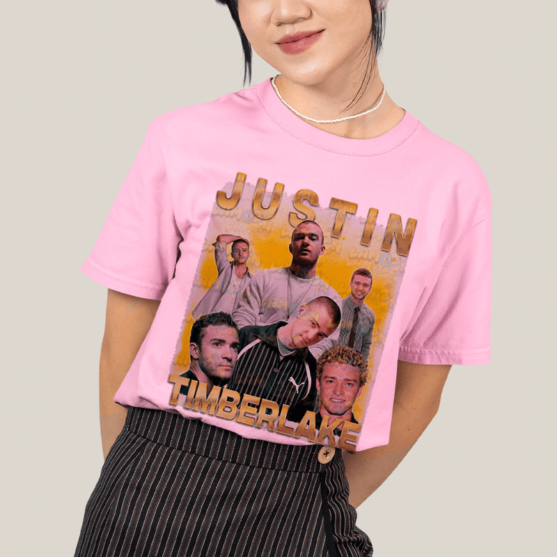 Camiseta Algodão Unissex T shirt-Timberlake Cantor e Ator Amarelo-