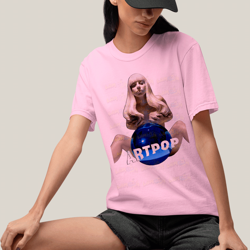 Camiseta Algodão Unissex T shirt- Lady Gaga Bola Azul