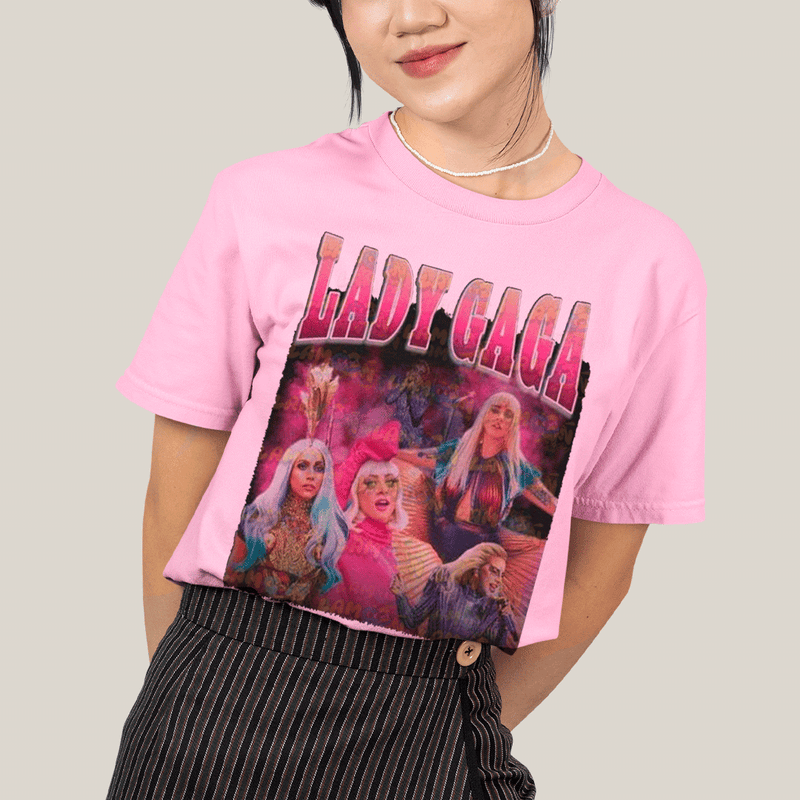 Camiseta Algodão Unissex T shirt- Lady Gaga Artista Pink