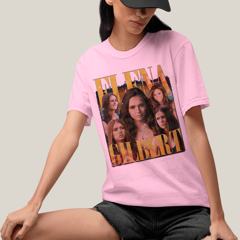 Camiseta Algodão Unissex T shirt- Elena Gilbert Diario de Um Vampiro Amarelo