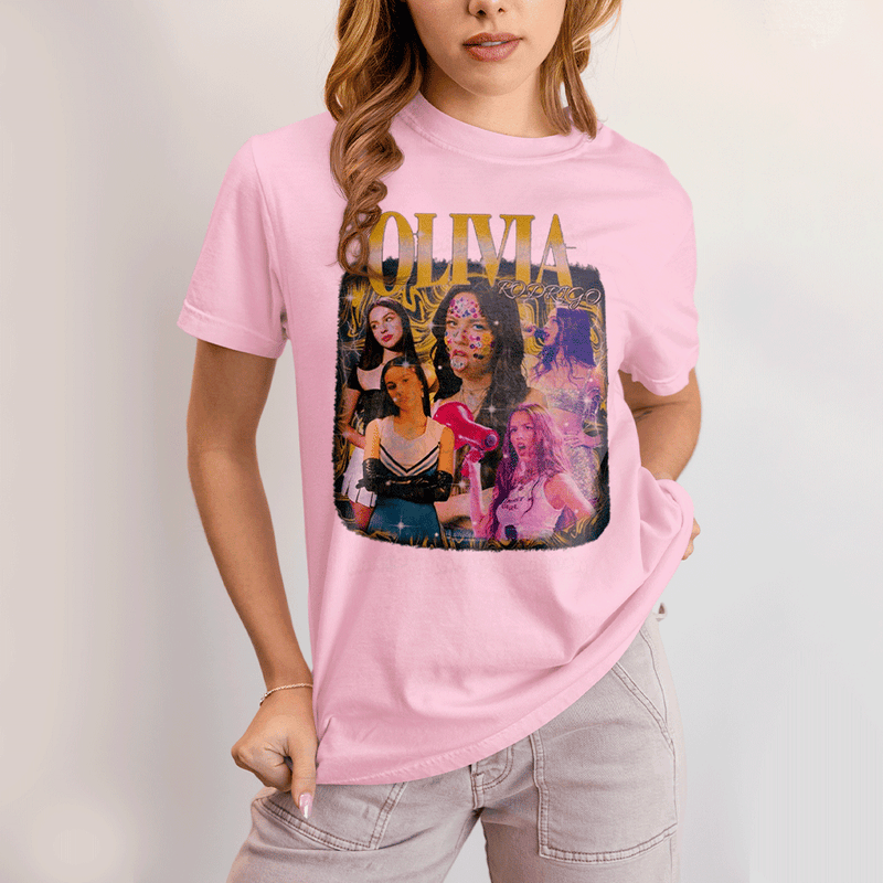 Camiseta Algodão Unissex T shirt Olivia Rodrigo Cantora Amarelo