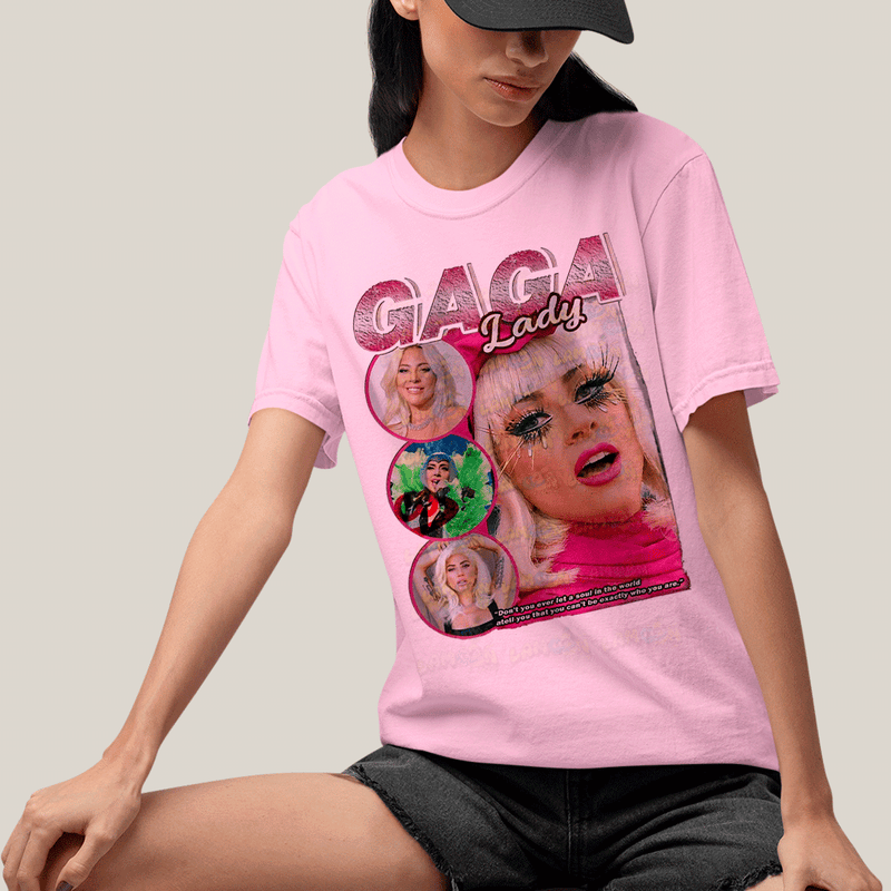Camiseta Algodão Unissex T shirt- Lady Gaga Cantora Pink