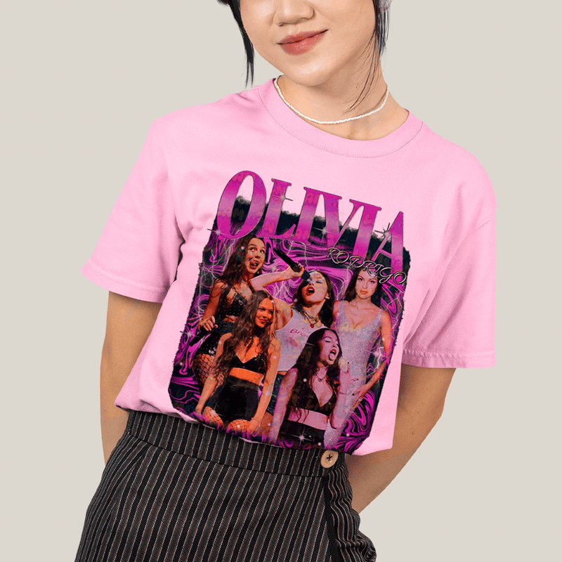 Camiseta Algodão Unissex T shirt Olivia Rodrigo Cantora Pink