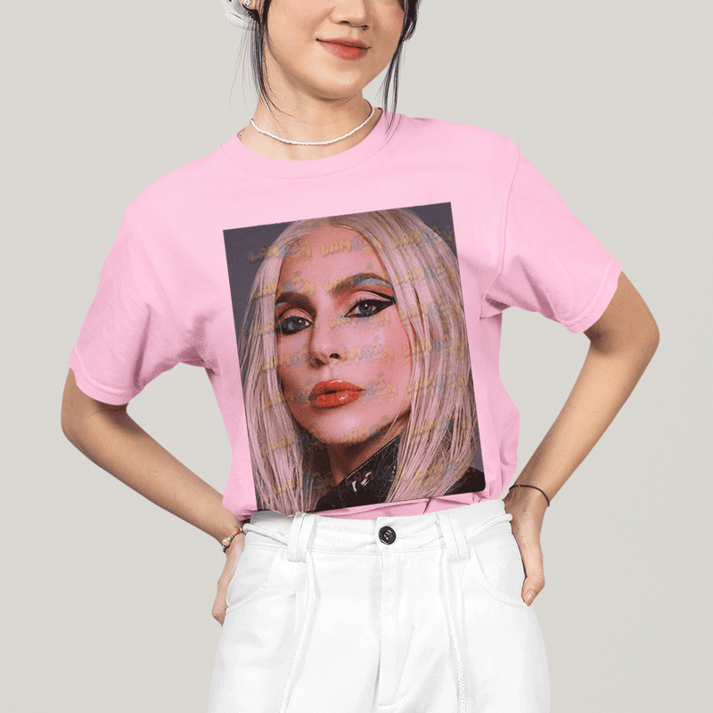 Camiseta Algodão Unissex T shirt- Lady Gaga Cantora Rosto
