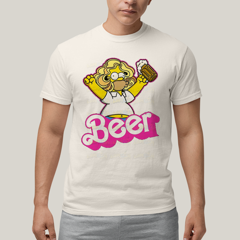 Camiseta Algodão Unissex T shirt Simpsons Homer Beer Barbie