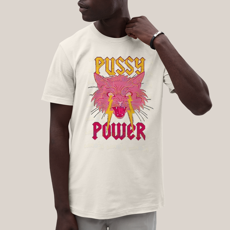 Camiseta Algodão Unissex T shirt Cat Pink Pussy Power