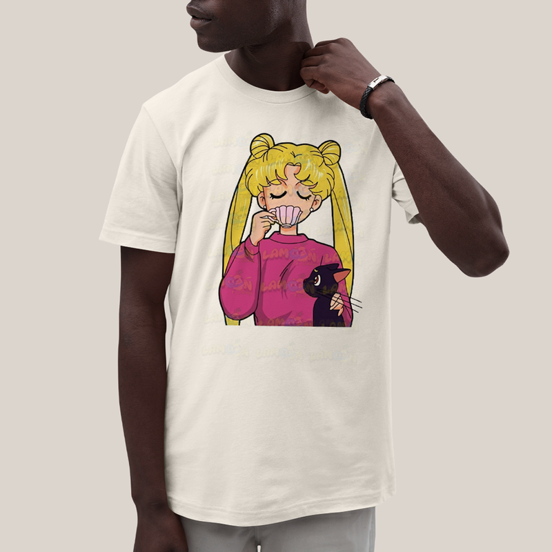 Camiseta Algodão Unissex T shirt Mulher Loira & Gatinho
