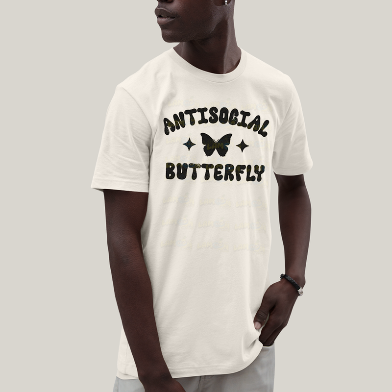 Camiseta Algodão Unissex T shirt Antisocial Butterfly