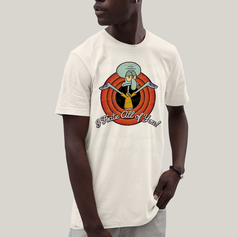 Camiseta Algodão Unissex T shirt Bob Esponja Lula Molusco Odeio Todos Vocês