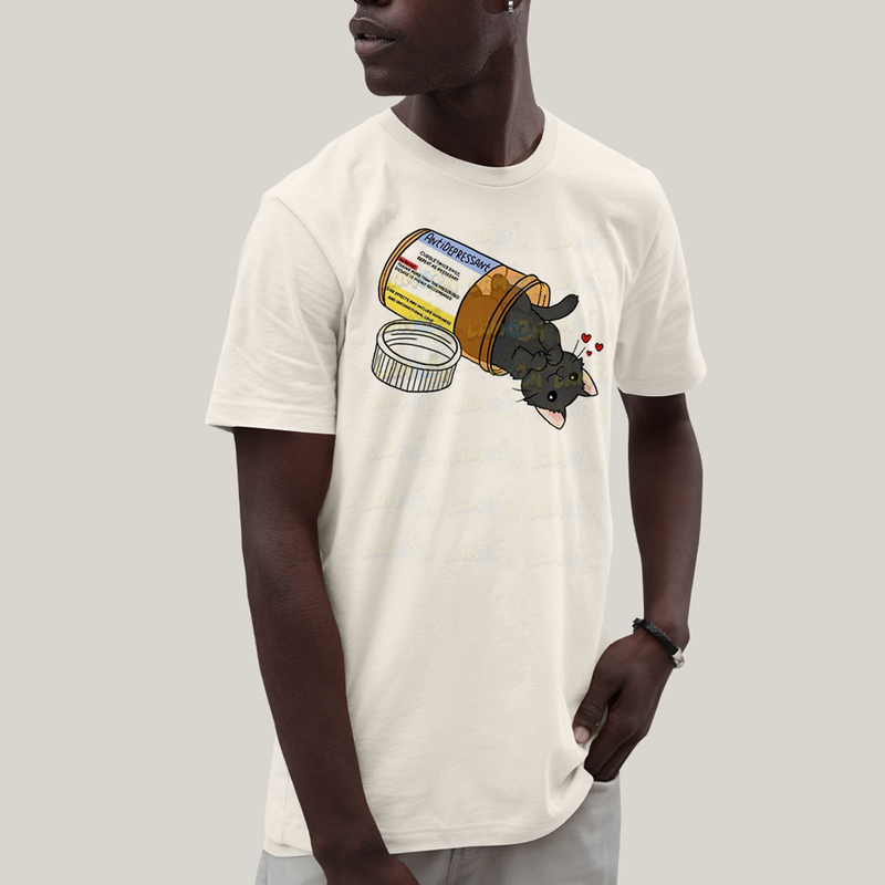 Camiseta Algodão Unissex T shirt Gatinho Fofo Antidepressivo