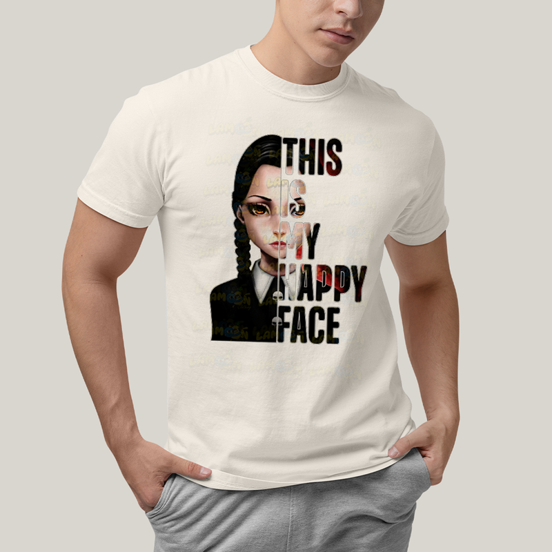 Camiseta Algodão Unissex T shirt Wandinha Essa é Minha Cara Feliz