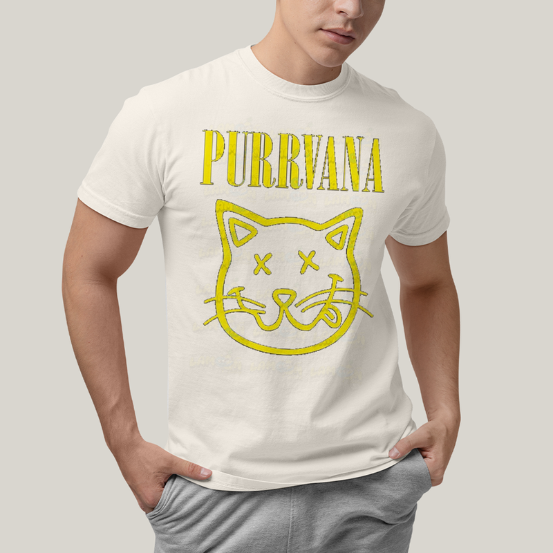 Camiseta Algodão Unissex T shirt Gatinho Purrvana Nirvana