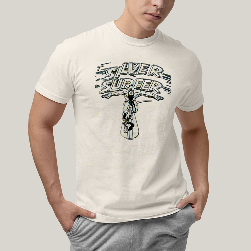 Camiseta Algodão Unissex T shirt Surfista Prateado Retrô