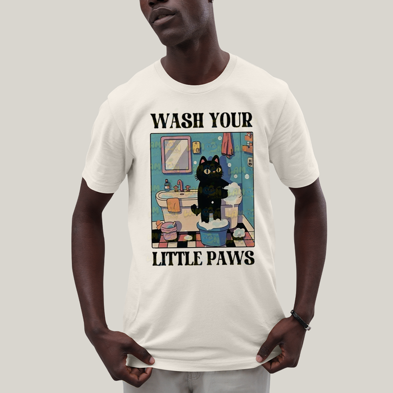 Camiseta Algodão Unissex T shirt Gatinho Lave Sua Patinhas