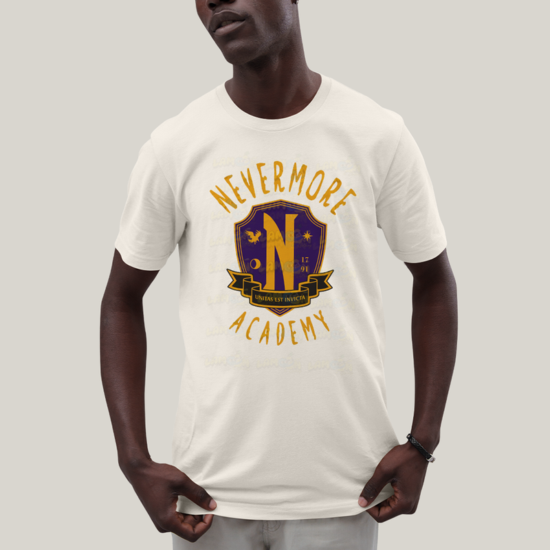 Camiseta Algodão Unissex T shirt Wandinha Unitas Est Invicta Nevermore Academy