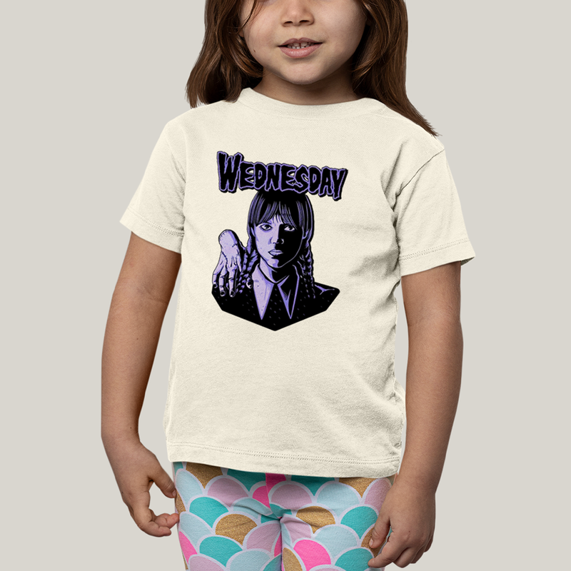 Camiseta Infantil Algodão Unissex T shirt Wandinha Roxo Wednesday