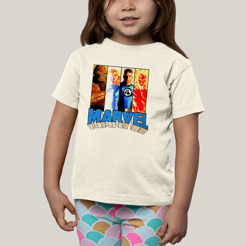 Camiseta Infantil Algodão Unissex T shirt Quarteto Fantástico Marvel Retrô