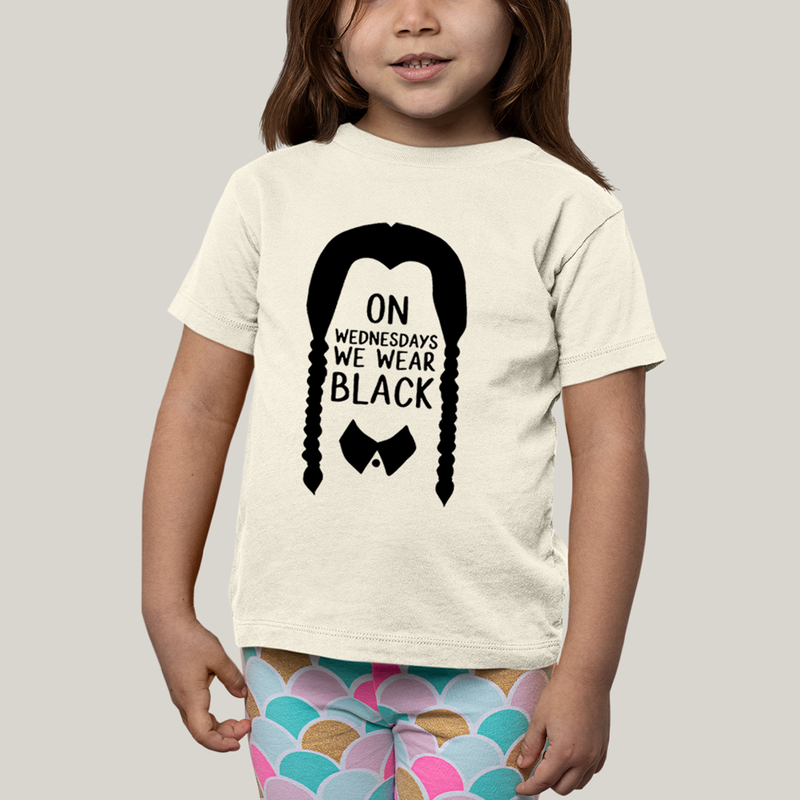 Camiseta Infantil Algodão Unissex T shirt Wandinha Na Quarta Feira Usamos Preto