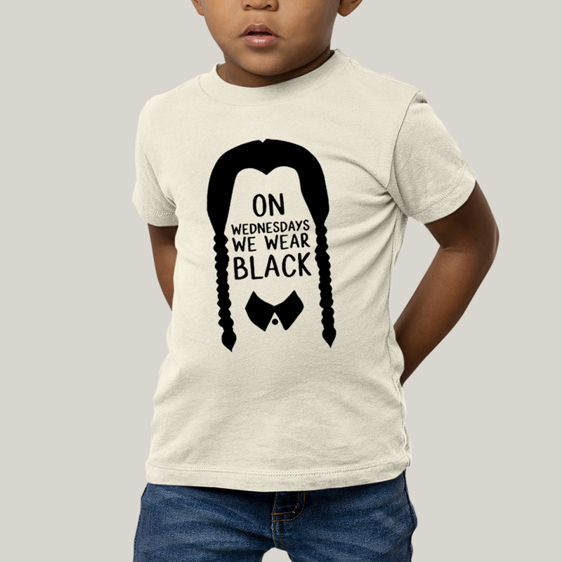 Camiseta Infantil Algodão Unissex T shirt Wandinha Na Quarta Feira Usamos Preto