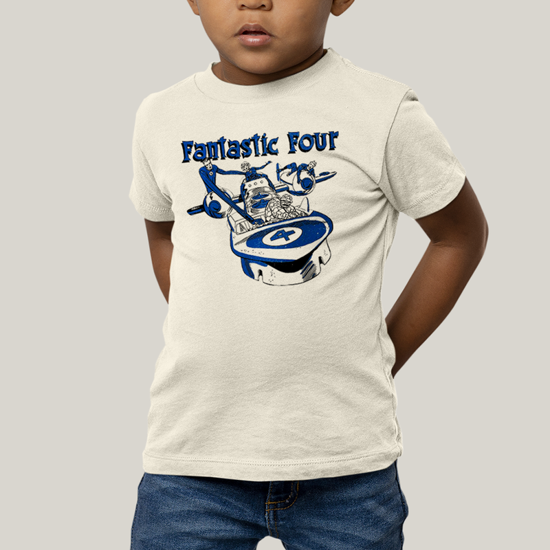 Camiseta Infantil Algodão Unissex T shirt Quarteto Fantástico Nave