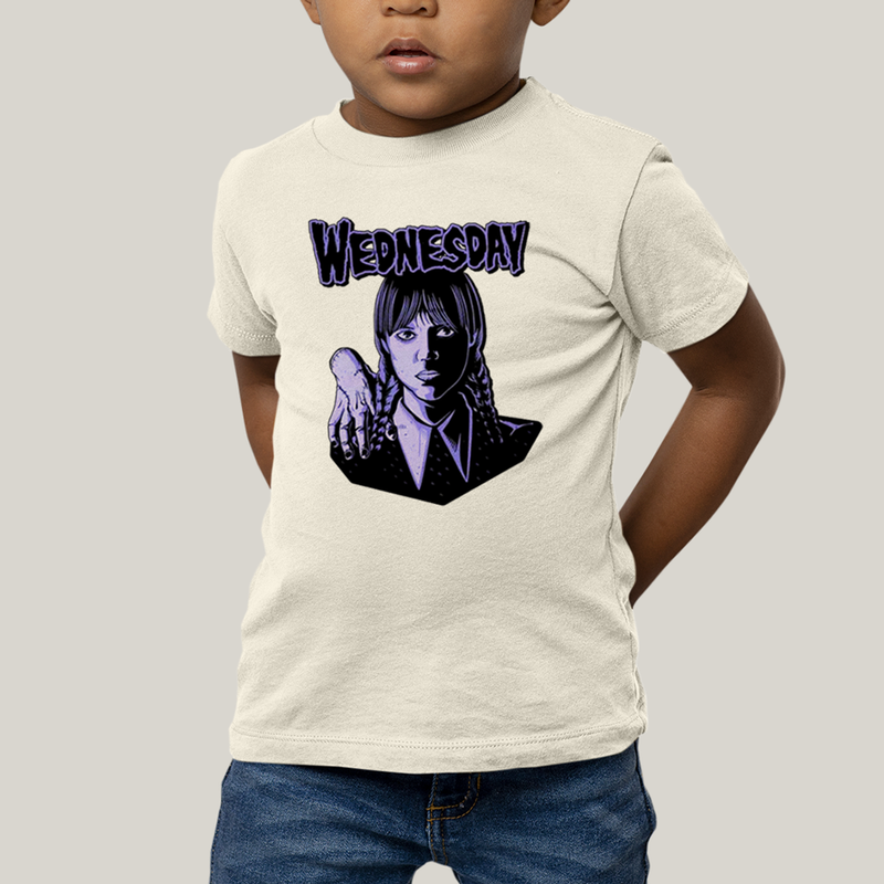 Camiseta Infantil Algodão Unissex T shirt Wandinha Roxo Wednesday
