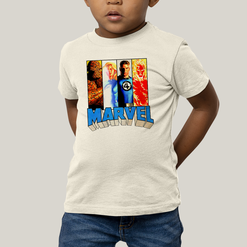 Camiseta Infantil Algodão Unissex T shirt Quarteto Fantástico Marvel Retrô