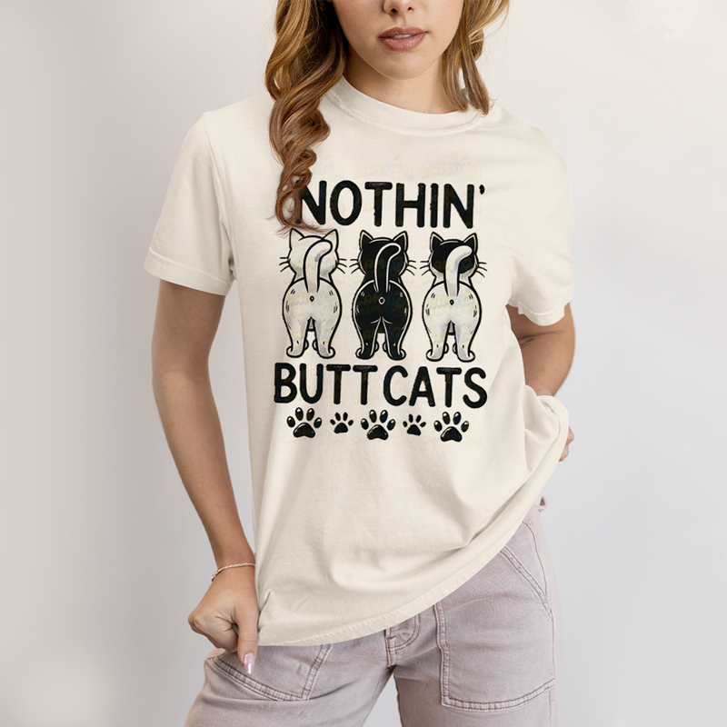 Camiseta Algodão Unissex T shirt Gatinhos Nothin Butt Cats