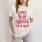 Camiseta Algodão Unissex T shirt Karma Is a Cat Pink