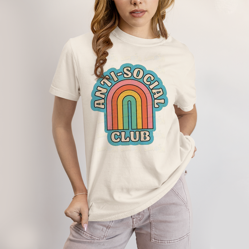 Camiseta Algodão Unissex T shirt Anti Social Club Arco Iris
