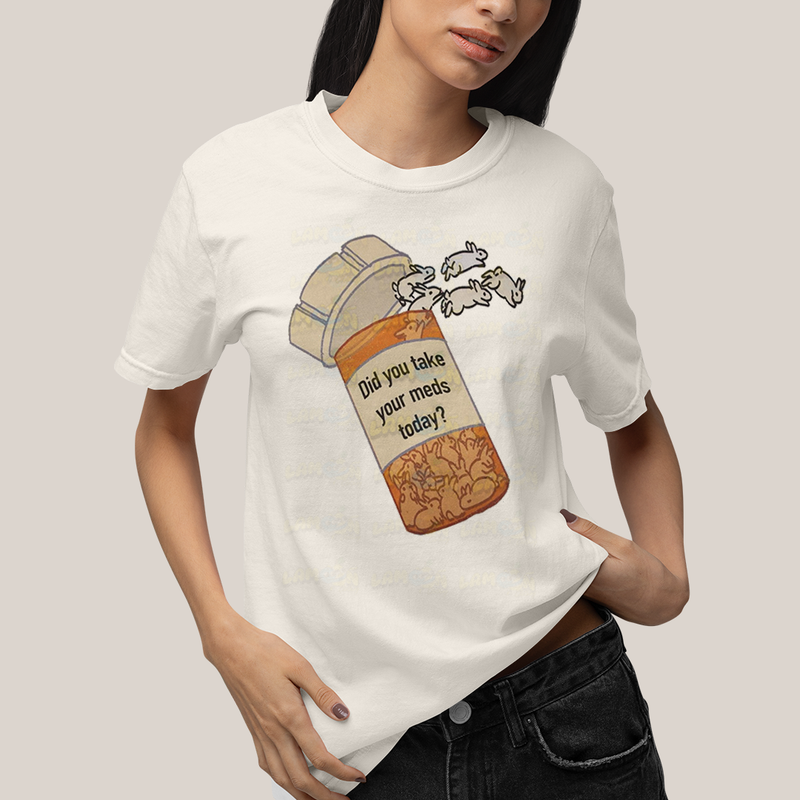 Camiseta Algodão Unissex T shirt Coelinhos Você Tomou Seus Remédios Hoje