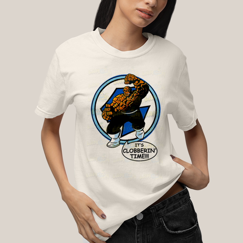 Camiseta Algodão Unissex T shirt Quarteto Fantástico O Coisa Tá na Hora do Pau