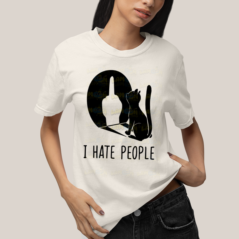 Camiseta Algodão Unissex T shirt Gato I Hate People