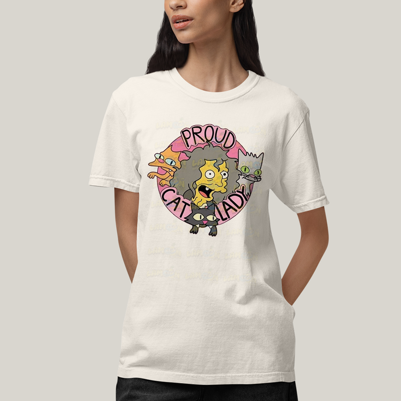 Camiseta Algodão Unissex T shirt Simpsons Proud Cat Lady